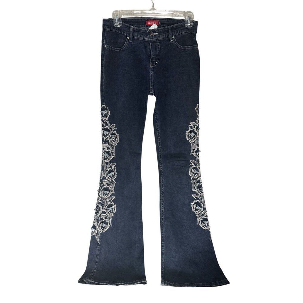 Bebe Jeans Womens 27 Flair Vintage Embroidered Relaxed Boot Actual 29x34 y2k